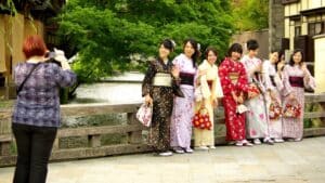 Japanse vriendinnengroep in Kyoto